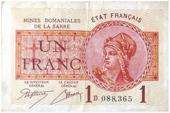 1 franc Mines domaniales de la Sarre type 1920