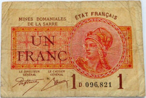 1 franc Mines domaniales de la Sarre type 1920