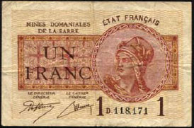 1 franc Mines domaniales de la Sarre type 1920