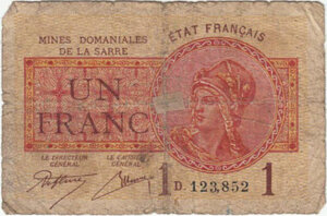 1 franc Mines domaniales de la Sarre type 1920