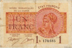 1 franc Mines domaniales de la Sarre type 1920