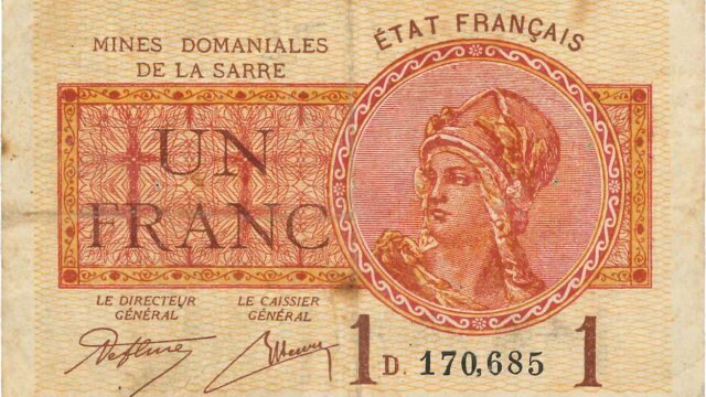 1 franc Mines domaniales de la Sarre type 1920