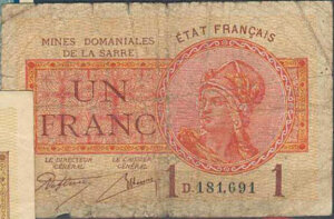 1 franc Mines domaniales de la Sarre type 1920