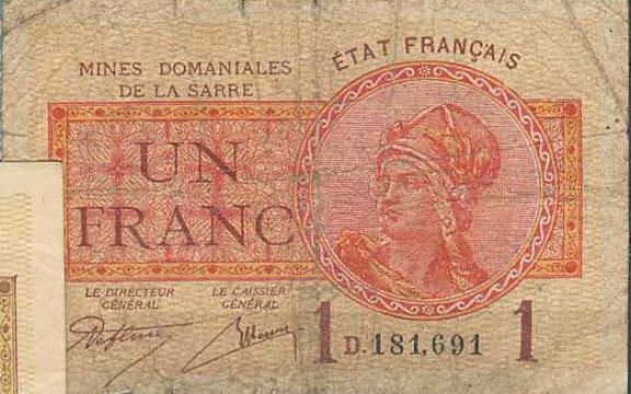 1 franc Mines domaniales de la Sarre type 1920