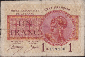 1 franc Mines domaniales de la Sarre type 1920