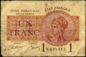 1 franc Mines domaniales de la Sarre type 1920