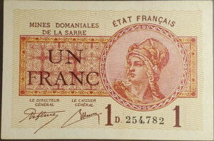 1 franc Mines domaniales de la Sarre type 1920