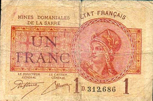 1 franc Mines domaniales de la Sarre type 1920