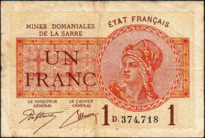 1 franc Mines domaniales de la Sarre type 1920