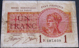 1 franc Mines domaniales de la Sarre type 1920