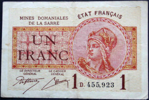 1 franc Mines domaniales de la Sarre type 1920