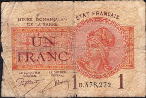 1 franc Mines domaniales de la Sarre type 1920