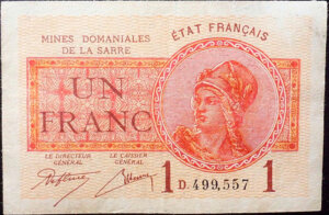 1 franc Mines domaniales de la Sarre type 1920