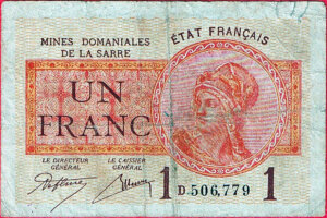 1 franc Mines domaniales de la Sarre type 1920