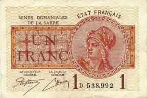 1 franc Mines domaniales de la Sarre type 1920