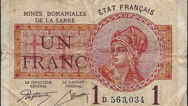 1 franc Mines domaniales de la Sarre type 1920