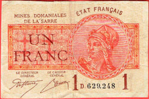 1 franc Mines domaniales de la Sarre type 1920