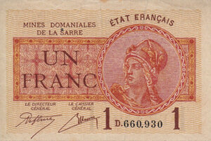 1 franc Mines domaniales de la Sarre type 1920