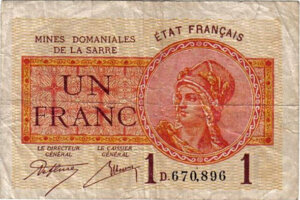 1 franc Mines domaniales de la Sarre type 1920