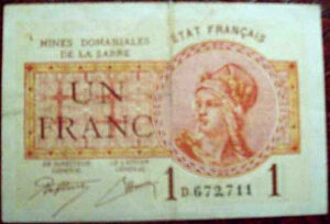 1 franc Mines domaniales de la Sarre type 1920