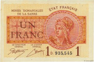 1 franc Mines domaniales de la Sarre type 1920