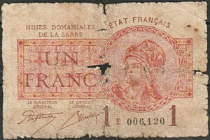 1 franc Mines domaniales de la Sarre type 1920