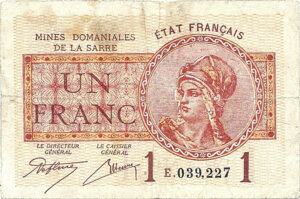 1 franc Mines domaniales de la Sarre type 1920