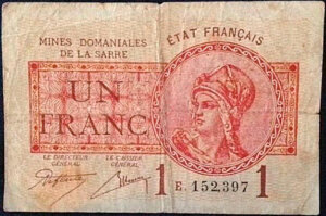 1 franc Mines domaniales de la Sarre type 1920