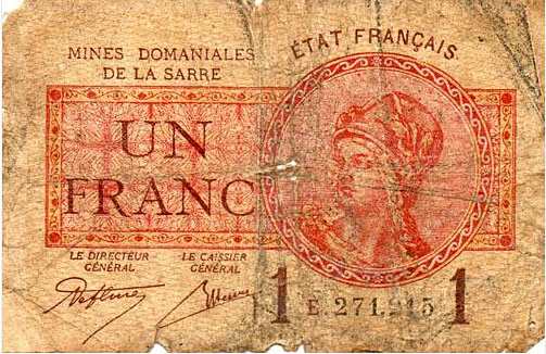 1 franc Mines domaniales de la Sarre type 1920