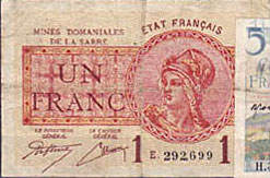 1 franc Mines domaniales de la Sarre type 1920