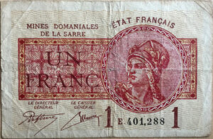 1 franc Mines domaniales de la Sarre type 1920