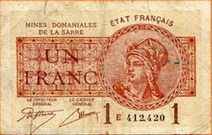 1 franc Mines domaniales de la Sarre type 1920