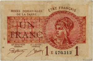 1 franc Mines domaniales de la Sarre type 1920