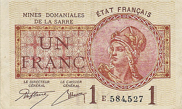 1 franc Mines domaniales de la Sarre type 1920