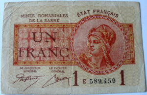 1 franc Mines domaniales de la Sarre type 1920