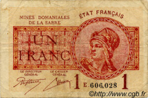 1 franc Mines domaniales de la Sarre type 1920