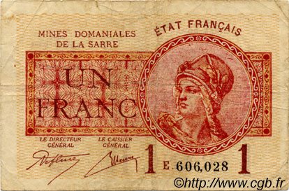 1 franc Mines domaniales de la Sarre type 1920