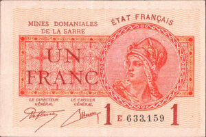 1 franc Mines domaniales de la Sarre type 1920