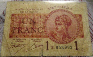 1 franc Mines domaniales de la Sarre type 1920