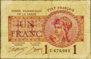 1 franc Mines domaniales de la Sarre type 1920