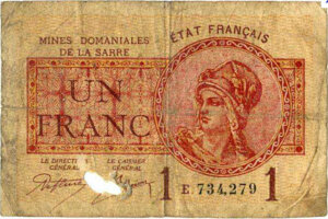 1 franc Mines domaniales de la Sarre type 1920