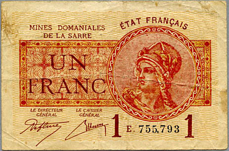 1 franc Mines domaniales de la Sarre type 1920