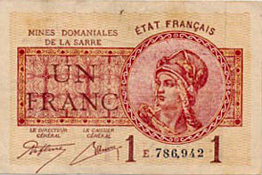 1 franc Mines domaniales de la Sarre type 1920