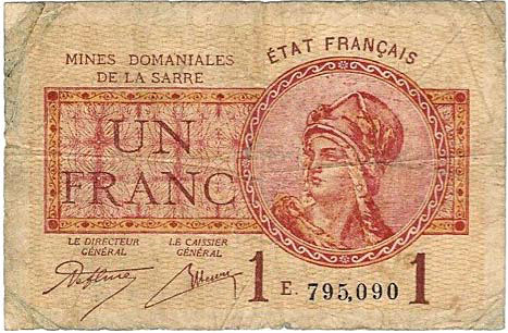 1 franc Mines domaniales de la Sarre type 1920