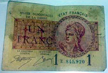 1 franc Mines domaniales de la Sarre type 1920