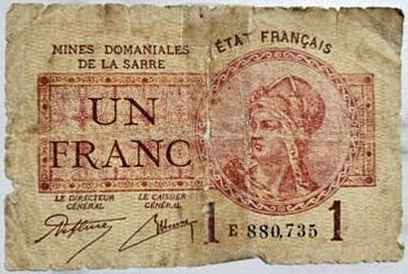 1 franc Mines domaniales de la Sarre type 1920