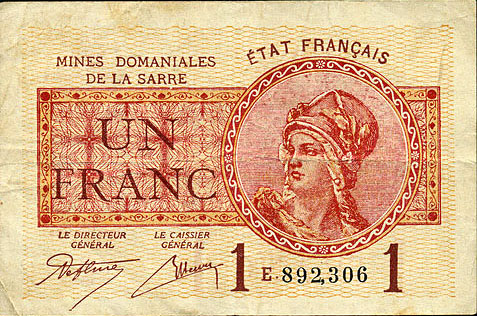 1 franc Mines domaniales de la Sarre type 1920