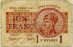 1 franc Mines domaniales de la Sarre type 1920