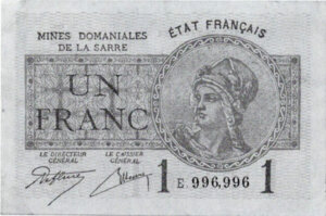 1 franc Mines domaniales de la Sarre type 1920