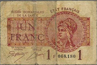 1 franc Mines domaniales de la Sarre type 1920